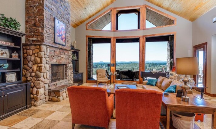 Bend Element - Lodge House Plan L shaped huge office open concept -  M-4673