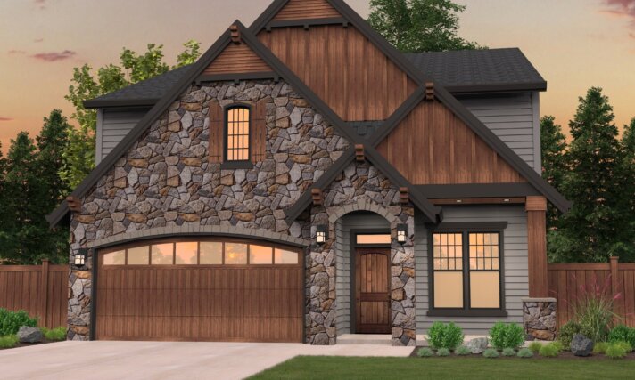 Bend - Rustic French House Plan - Narrow -  4 Bd - M-2649JTR