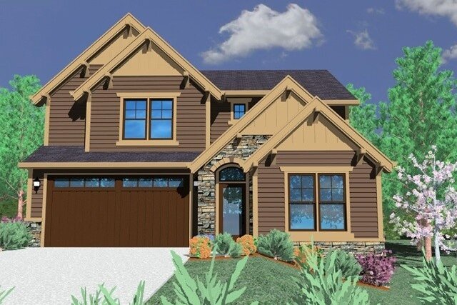 M-2774 Lodge House Plan Front Elevation