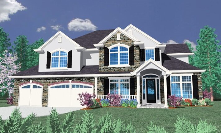 M-4298 Transitional House Plan Front Elevation