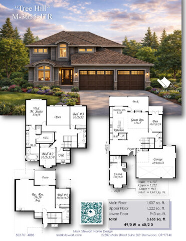 Modern Prairie Downhill house plan - Tree Hill - M-3655-JTR Front