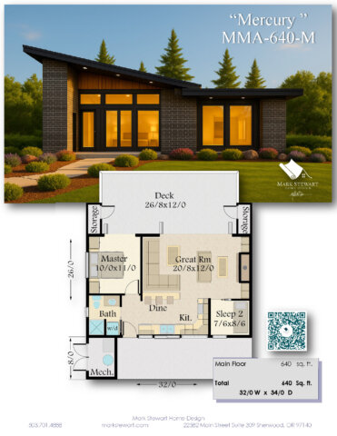 MCM Tiny House Plan – Mercury floor plan layout highlighting efficient space use