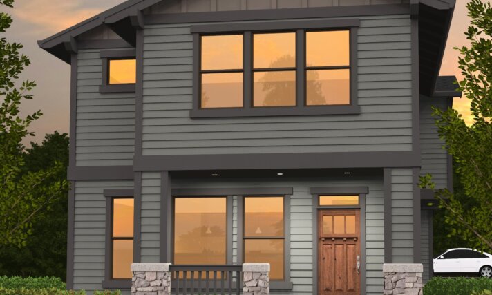 Parkway 3 - Narrow House Plan Rear Garage 4 bed - M-2451-LEG
