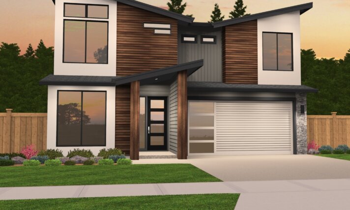 Masterful - Modern Butterfly House Plan Affordable 4 Bedroom 2 Car