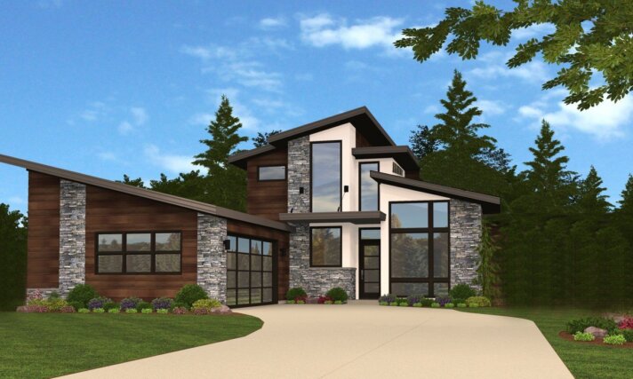 Oswego Reserve 2 - Modern House Plan Shed Roof Downhill Lot Best Seller - MM-4172-JTR