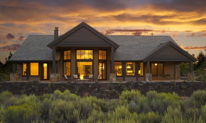 Freedom - Affordable One Story Lodge Design Massive Great Room M-3083