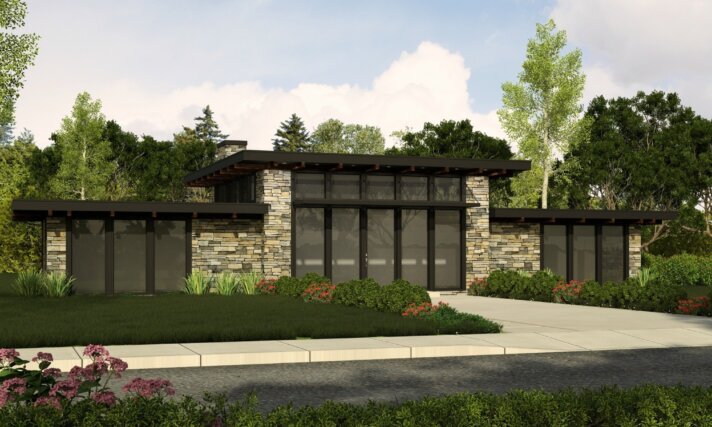 Black Diamond - One Story MCM Modern Home Design  - MM-1439