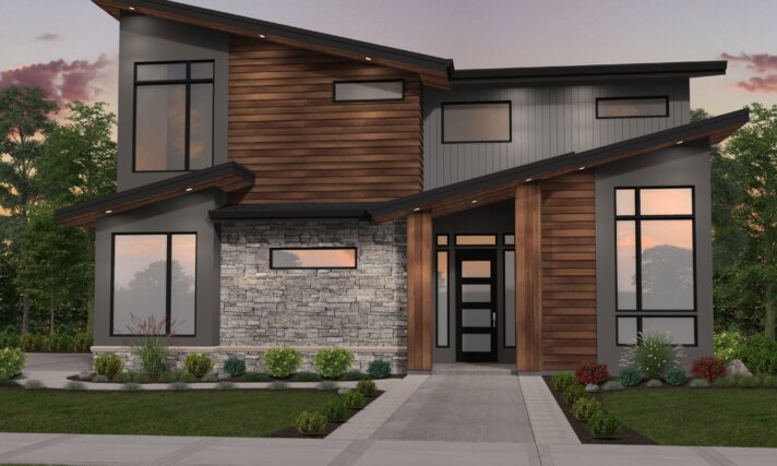 Ozark - Modern Family House Plan - Side Load Garage - MM-2713