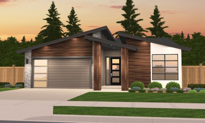 Gloria - Modern Shed House Plan - One Story- affordable - MM-1801
