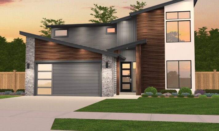 Full Bright- Shed Modern 2 story house plan open concept 4 bd affordable   MM-2306-S