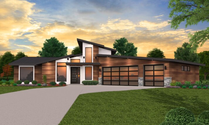 Rock Star - Exciting Modern MCM One Story House Plan - X-20