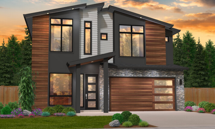 hip roof modern house plan