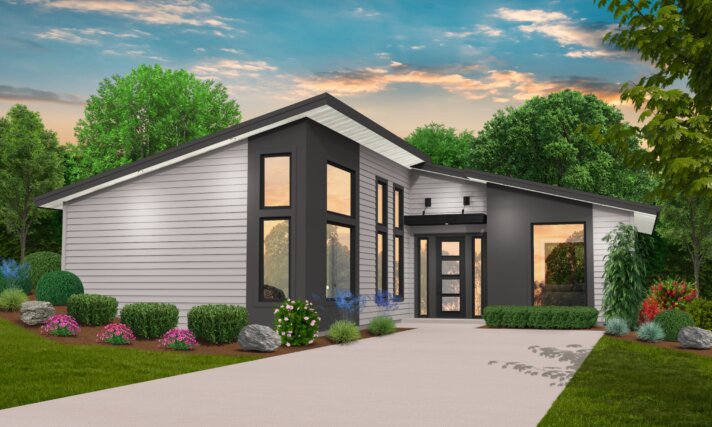 one story modern house plan