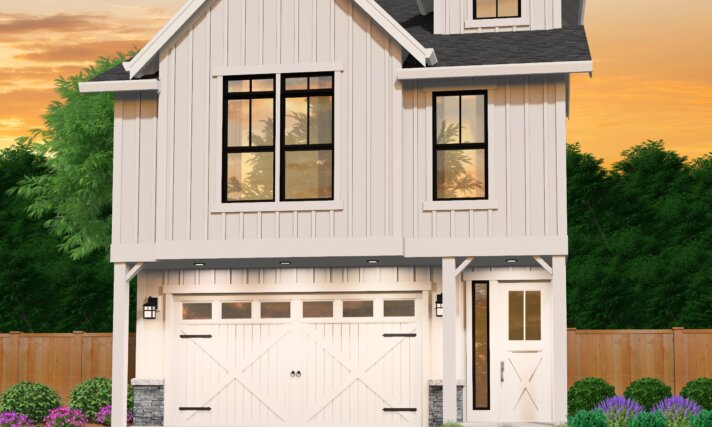 Farm Willow - Narrow Modern Farmhouse Plan - MF-2610