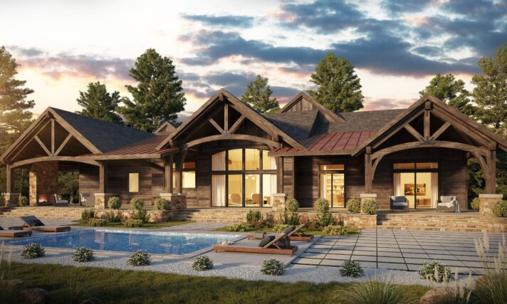 Noel - Rustic Family Lodge Design huge outdoor living - MB-3809