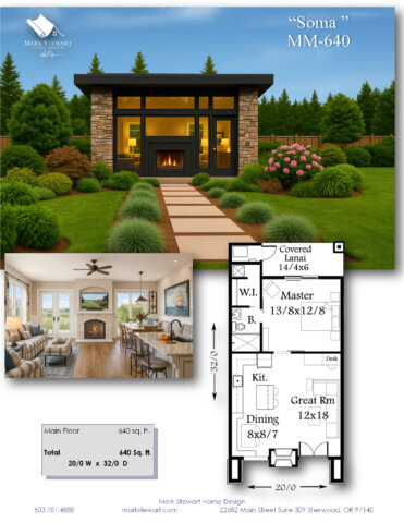 “Best Selling Tiny Home – Soma MM-640 modern small house plan with open layout and private suite.”
