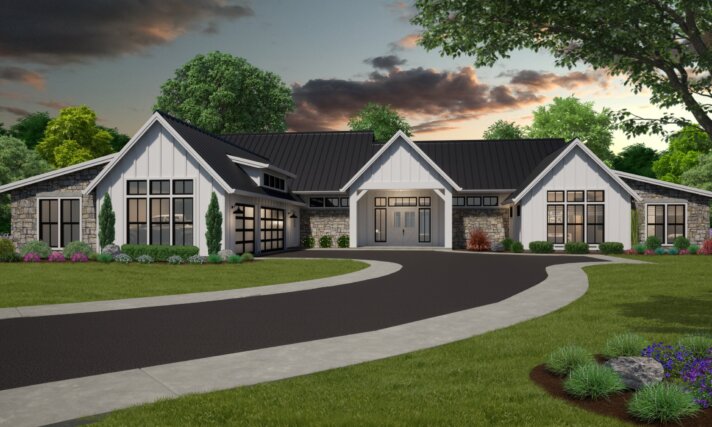 One Story Rustic Family House Plan