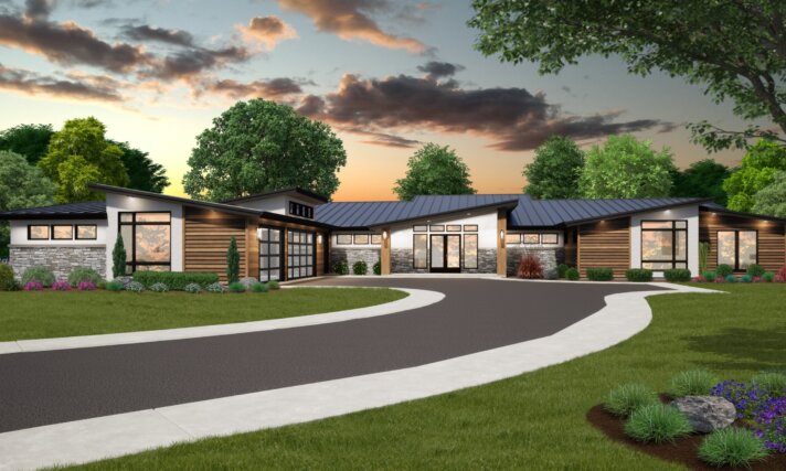 Modern One Story Luxury House Plan MM-2896