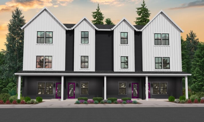 Farmhouse townhouse exterior