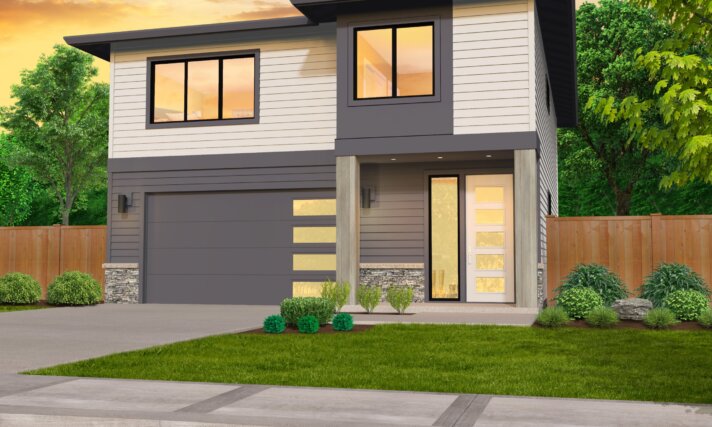 Narrow modern house plan MM-2092-B