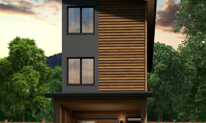 Ohana - Skinny Modern House Plan with Affordable Construction - MM-1562