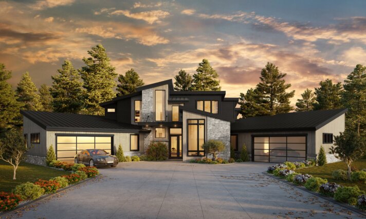 Dual garage modern house plan