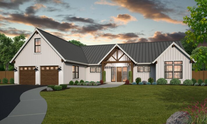 FAMILY TIME - One Story Rustic Farmhouse - MF-2316