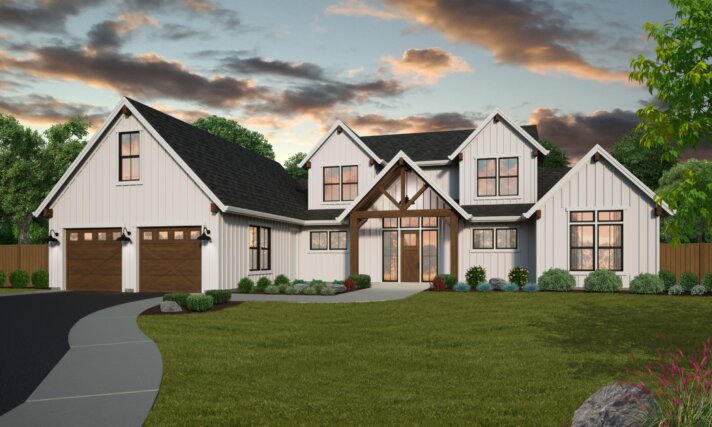 Texas - Open Concept Ranch House plan with big ceilings - MB-2316