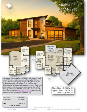 Best Selling Modern House Plan - Shed Roof - Marble Falls (MM-2985)