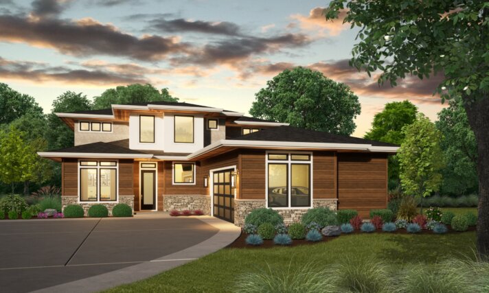 Gold Bar - 2 Story House Modern L-Shaped House Plan - MSAP-2318