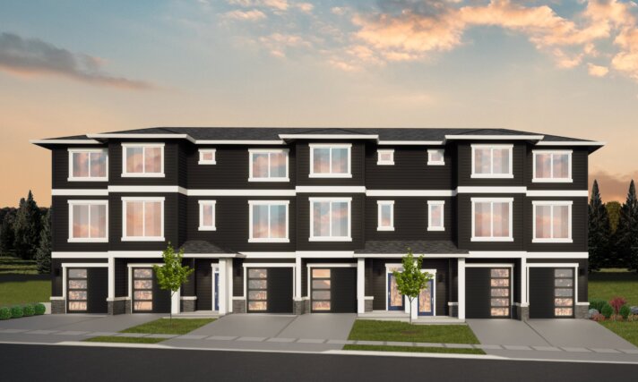 Full House - Modern Prairie Style attached townhouse plan MA-1688-3 Front