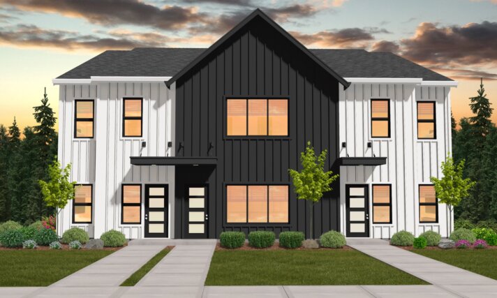 MF-4114 RUSTIC MODERN FARMHOUSE TOWNHOMES - BULLSEYE FRONT