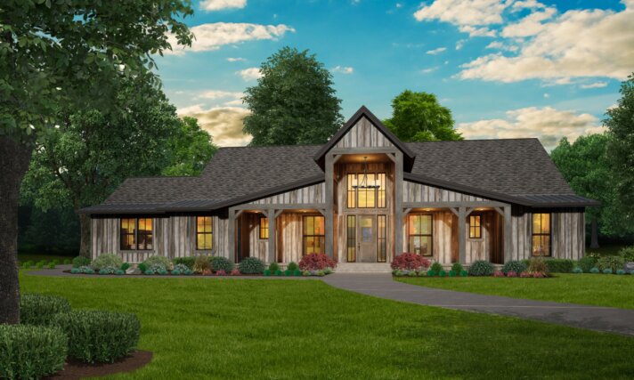 Golden Harvest - One Story Rustic Barn House Plan