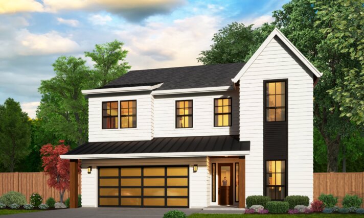 MACY - 2 STORY NARROW HOUSE PLAN MAIN FLOOR PLAN FRONT VIEW