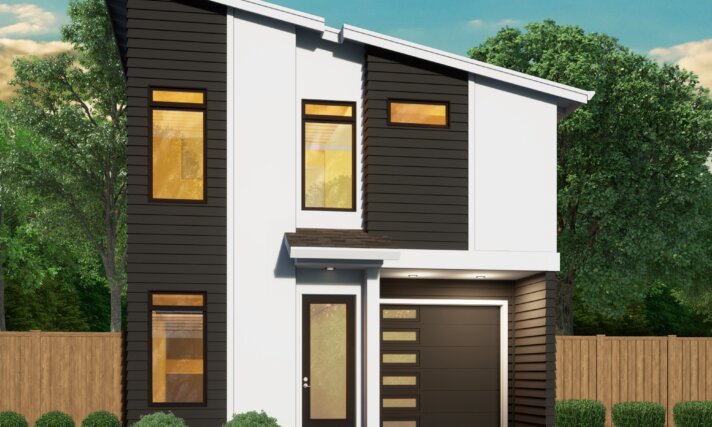 Capri - modern tiny two story house plan exterior
