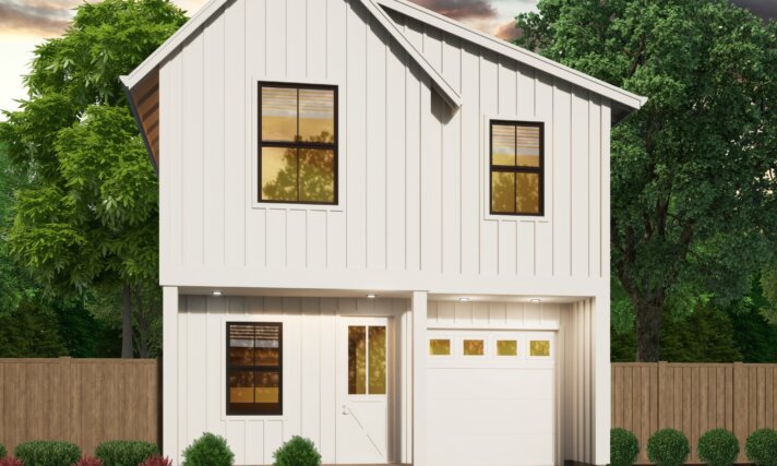 COUNTRY COTTAGE - SKINNY NEW AMERICAN HOUSE PLAN - MF-1421 B Front