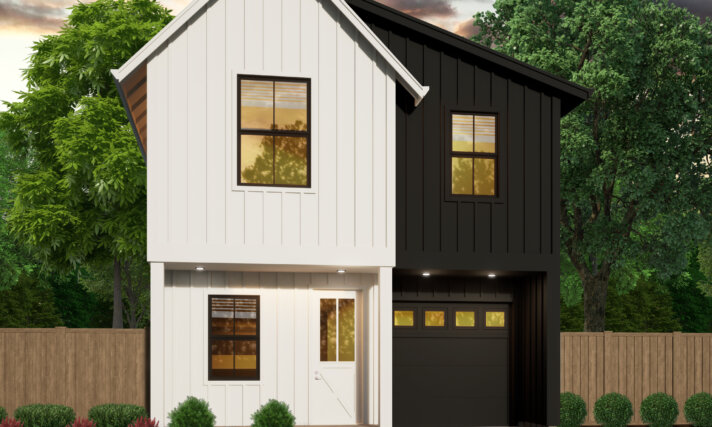 COUNTRY COTTAGE - NARROW NEW AMERICAN HOUSE PLAN - MF-1421 Front