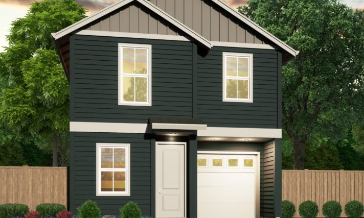 EVERGREEN - SMALL COMPACT TWO STORY CRAFTSMAN HOUSE PLAN - M-1469 FRONT