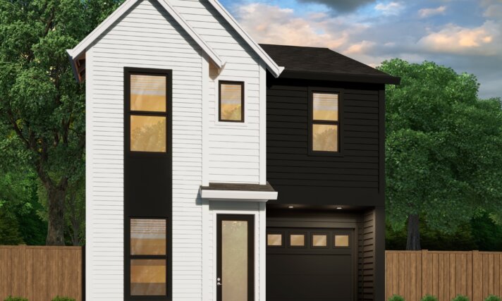 PEACHES - NEW AMERICAN TWO STORY HOUSE PLAN - MF-1455 B FRONT