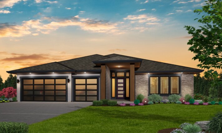 Modern Star - One Story Prairie Modern Home Design  - MM-3742