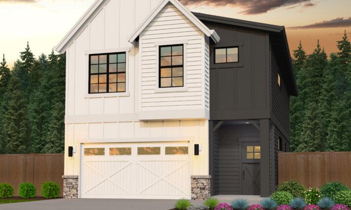 Clear Lake Narrow 2 Story New American Farmhouse Plan - MF-1696