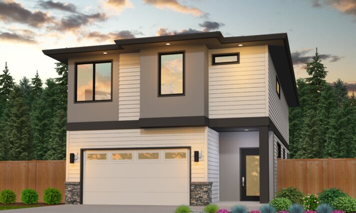 NARROW TWO STORY MODERN HOUSE PLAN